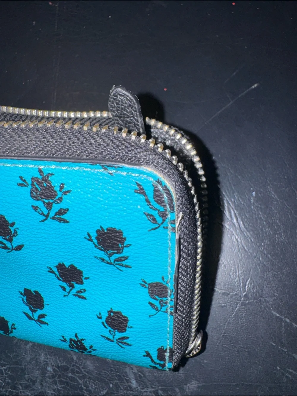 Coach Turquoise Floral Zip Wallet